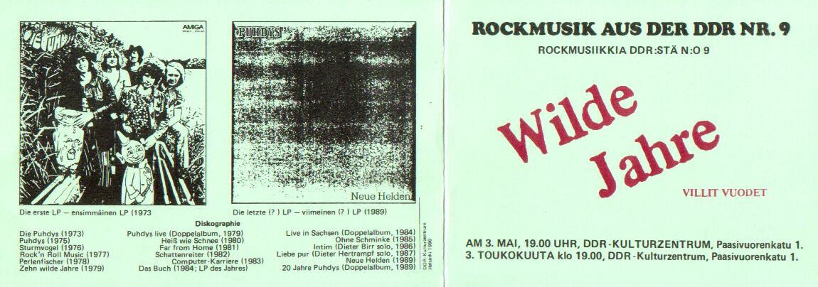 Rckseite der Einladung zur Veranstaltung Rockmusik aus der DDR Nr. 9